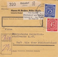 Paketkarte: Rhöndorf nach