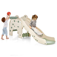 Rutsche Outdoor 4 in 1 Kinder Rutsche & Tunnel & Basketballkorb & Leiter 187,5 X