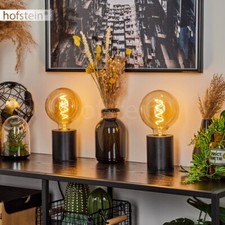 Wohn Schlaf Zimmer Lampe Schalter 2-er Set Nacht Tisch Lese Leuchte Holz/schwarz