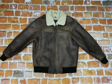 *AVIATION PILOTEN USA B6 SHEARLING LAMMFELL VINTAGE LEDERJACKE*GR: L*TIP TOP