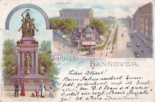 Litho AK 1896 Deutsches-Reich Hannover Cafe Kröpcke Georgstrasse Krieger Denkmal