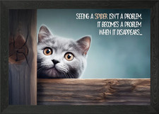 LUSTIGE KATZE Spinne gerahmtes