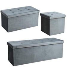 Sitzhocker Sitzbank Aufbewahrungsbox Dunkelgrau Sitzwürfel Fußhocker Faltbar