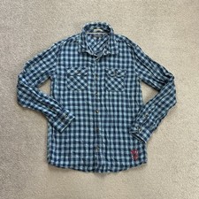 TOMMY HILFIGER Jungen Hemd Shirt Gr 176 Kariert Karo Logo Langarm 24818 Blau