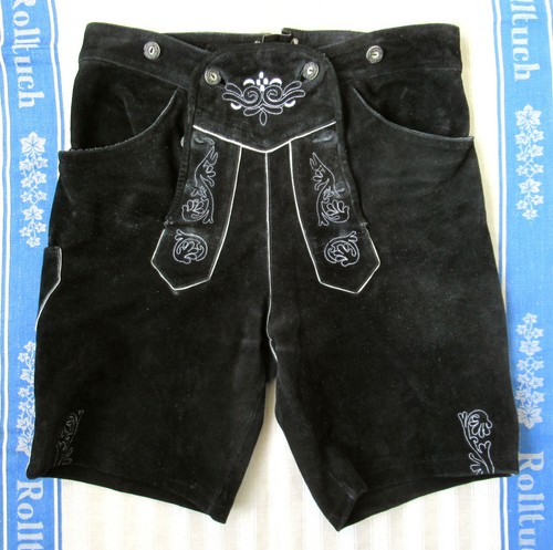 Bestickte schwarze lederhose - lederhose,