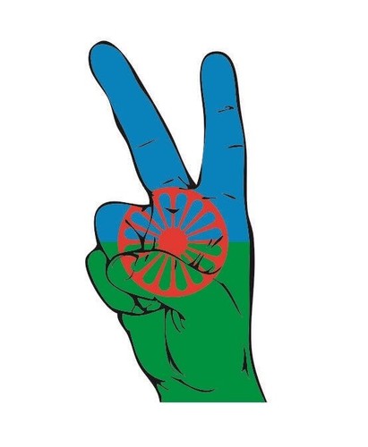 Aufkleber peace finger sinti - peace,