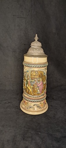 Alter bierkrug mit zinndeckel - alter,