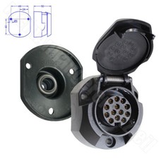 13 polige 13pol. Kunststoff Steckdose Dose mit Dichtung für Pkw Anhängerkupplung