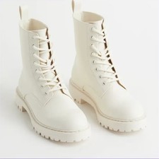 Schnürstiefel Boots Von H&M In Creme Gr. 38, Top Zustand
