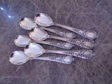 Elegantes Silberbesteck Rokoko Eislöffel / Dessetlöffel 6 Personen Silber 90 TOP