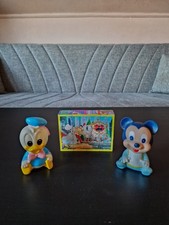 Vintage Disney Quitschfiguren Donald Duck Micky Maus + Disney Würdelpuzzle 1984