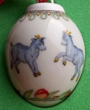 Hutschenreuther Mini Ei 1994 Jahresei Ziege mit Wagen egg Osterei goat