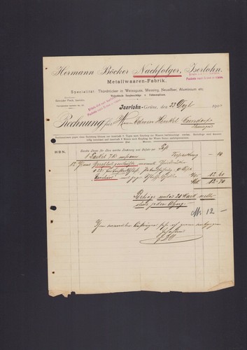 Iserlohn rechnung 1907 - iserlohn,,