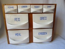 Worms Keramik Schubladen 8 Schütten 4 kleine 4 große im Schüttenregal aus Holz