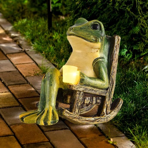 Solar frosch gartenfiguren mit - solar,