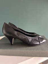 Original Vintage Pumps 80er Jahre Absatz Leder Schwarz Größe 40 Transparent