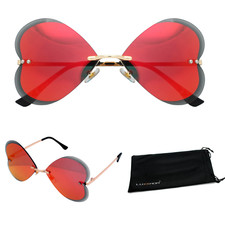 Herzbrille Festivalbrille Herz Sonnenbrille Gold Rot Orange Verspiegelt Luxxada®
