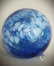 Mundgeblasene Glaskugel - Fensterkugel - Blau - ca. 14cm