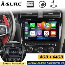 4+64GB Android 15 Autoradio Carplay RDS WiFi BT 5.4 GPS Navi Für VW Golf VII MK7