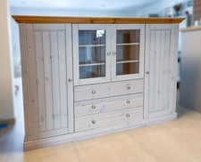 Westwing Kiefernholz-Highboard Mira, weiß/natur gelaugt, 187x123x47cm