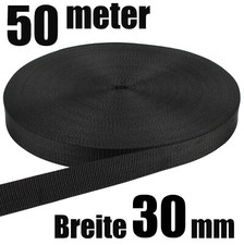 SCHWARZ ★ 30 MM / 50 METER ★ PP STARK Gurtband Taschengurt Taschenband