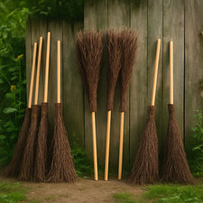 Reisigbesen XXL - Hexenbesen Weiden Natur Feger Kehr Laub Besen Birken Rinde