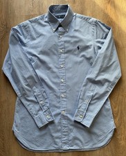 Ralph Lauren Hemd Herren Gr. 39 (M) Blau Kariert Button Down Kragen Langarm Slim