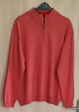 Herren Troyer Pullover Strickpullover Rot Gr. 52 Reißverschluss Baumwollmix