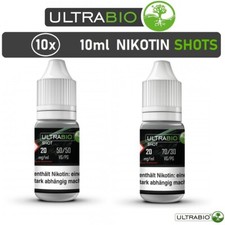Nikotin Shots 20mg 10x 10ml ULTRABIO Shots VG/PG 50/50 70/30 Base für E Liquid