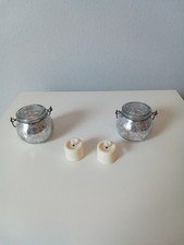 Lumida Casa 2er Set Teelichthalter silber, inklusive Teelichter und Timer 