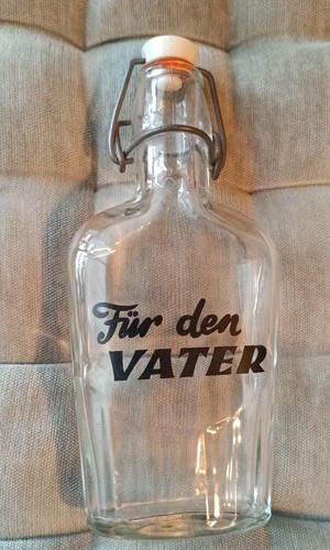 Flachmann glas schriftzug - flachmann,