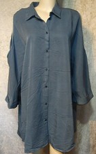 MAXI BLUE BLAU OFFENE SCHULTER FEINE TUNIKA BLUSE Gr. 52 54