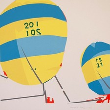 Hervé Télémaque Heissluftballon Pop Art signiert koloriert Siebdruck 1969 55/100