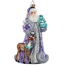 EXKLUSIV KURT S. ADLER Weihnachtsfigur Glas Santa  in flieder 19,5 x 11 x 8 cm