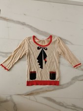 Feinstrick Pullover Beige Rot  Sailor Matrosen Uniform Strickpullover Gr. 40