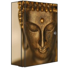 banjado Medizinschrank abschliessbar Erste Hilfe Schrank Metall mit Motiv Buddha
