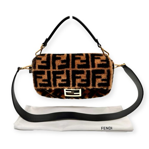 Fendi shearling zucca baguette - fendi,