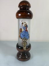 Vintage spanischer Jerez Sherry Spender Holz & Glas - tanzendes Paar 