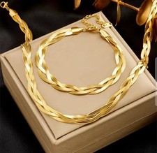 Halskette Armband 2 Set Edelstahl 316L Crossover Schlange 