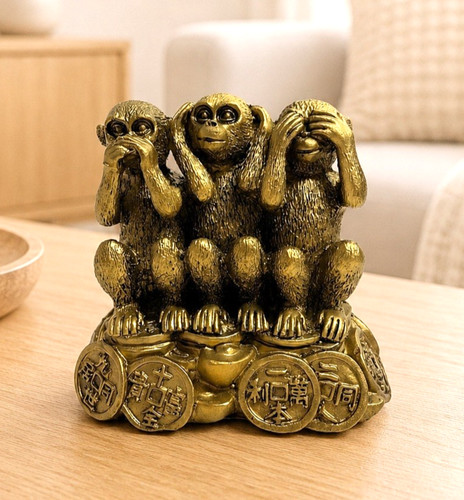 Drei weise affen goldfigur - drei, –