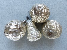 Alt antik 3x Silber Glas Christbaumkugel Kugel Formteil hauchdünnes Glas um 1900