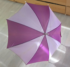 Vintage Gloria Vanderbilt Schwanenkopf Griff Regenschirm Lavendel &Weiß ca. 88cm