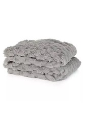 MONT CHALET Fellimitat-Heizdecke strukturiert Mikrofaser-Abseite ( silbergrau )