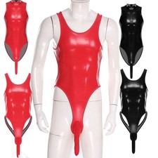 Herren Faux Leder Badeanzug