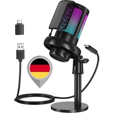 Gaming USB Mikrofon PC RGB Microphone Streaming Podcast Studio Kondensator Mic