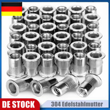 100Stück Edelstahl 304 Blindnietmutter Flachkopf Einziehmutter M3-M10 Nietmutter