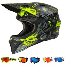 O'Neal 1 SRS Vibrant schwarz neon MX Helm Crosshelm + HP7 Brille Motocross Cross