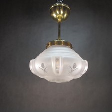 Antike Deckenlampe 34 cm Retro Hängelampe Vintage Messing Deckenleuchte von 1932