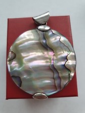 Großer Vintage Anhänger Abalone Paua Muschel Sterling Silber 925 Ca. 4-5cm