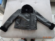 Stradivarius Lederjacke mit Fell-Innenfutter schwarz Gr.M gebraucht